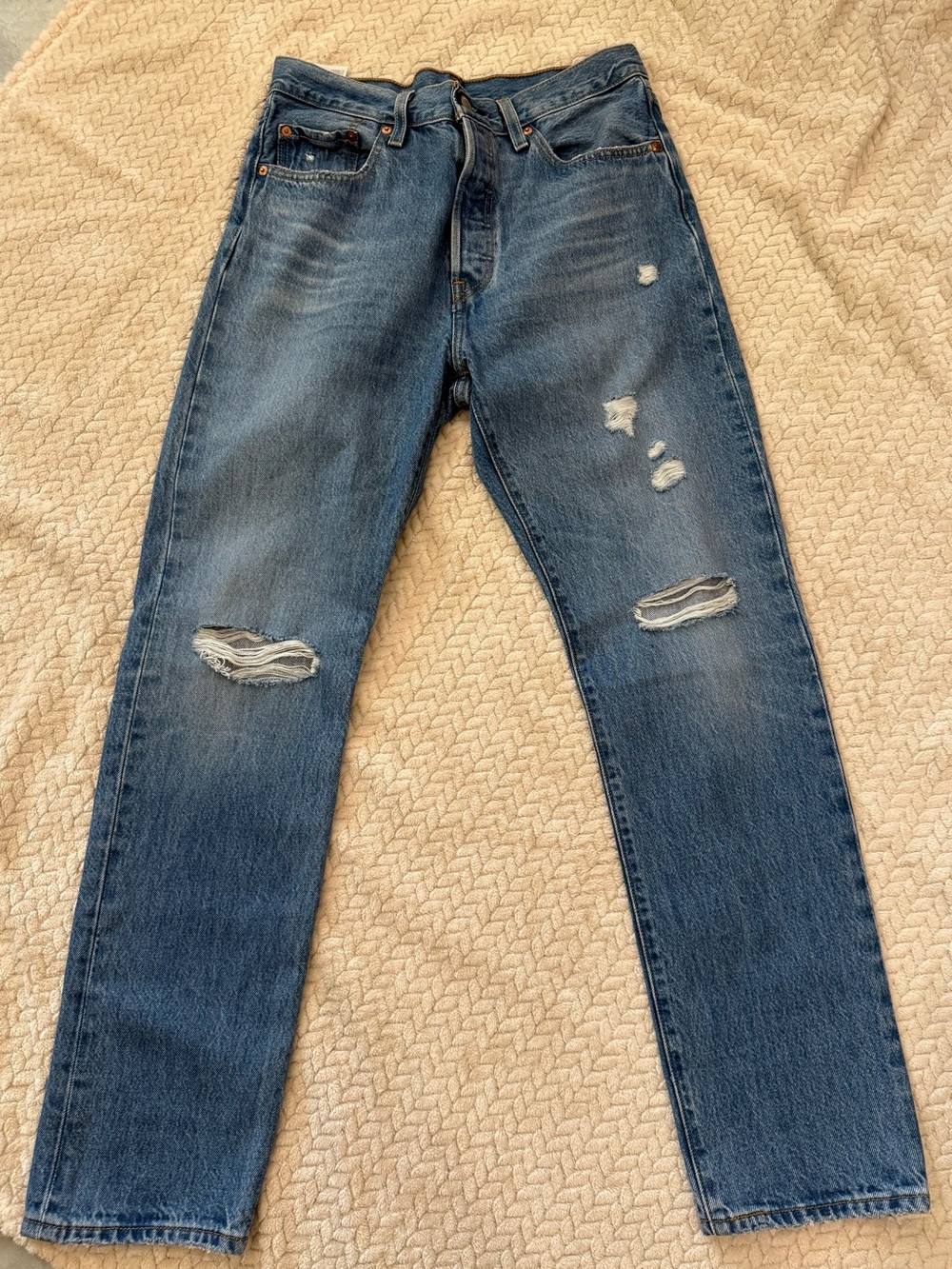Women’s Levi’s 501s 100% Cotton Distressed Blue Jeans - Classic Straight Fit